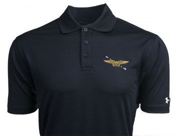 Men's NFO Wings & Hook Navy Blue Under Armour Golf Shirt