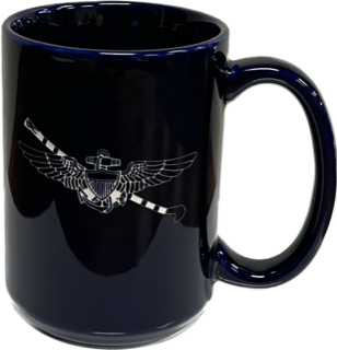 Grande Sand Carved Coffee Mug with Pilot Wings & Hook Cobalt