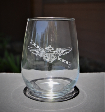Pilot Wings & Hook Stemless 17oz Wine Glasses - Set of 4