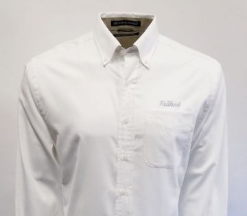 Twill White Dress Shirt with Tailhook Script Logo