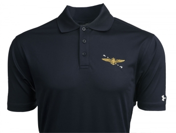 Men's Pilot Wings & Hook Navy Blue Under Armour Performance Golf Shirt